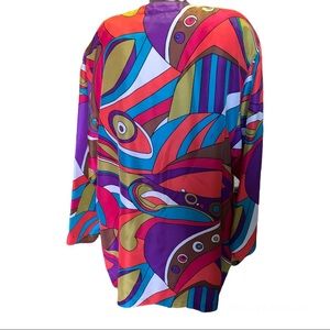 Vintage Carole Little 100% Silk Cardigan top.